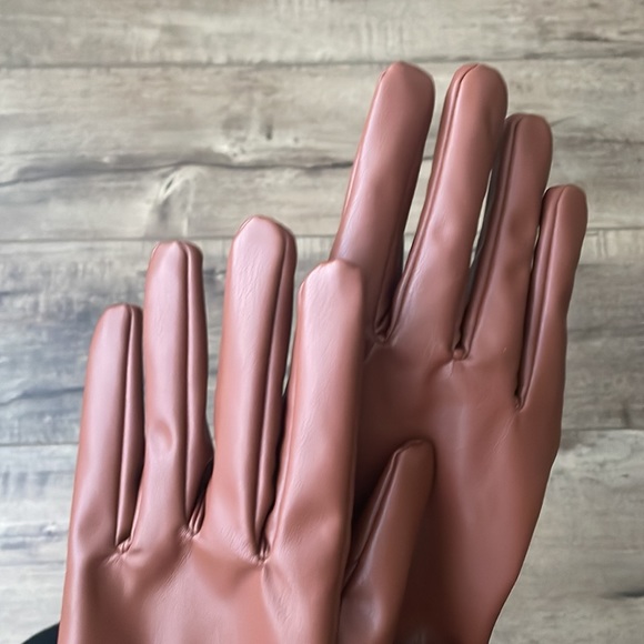 Brown Faux Leather Gloves - Picture 3 of 8